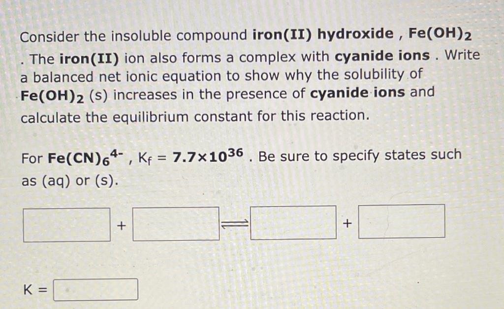 Solved Consider The Insoluble Compound Silver