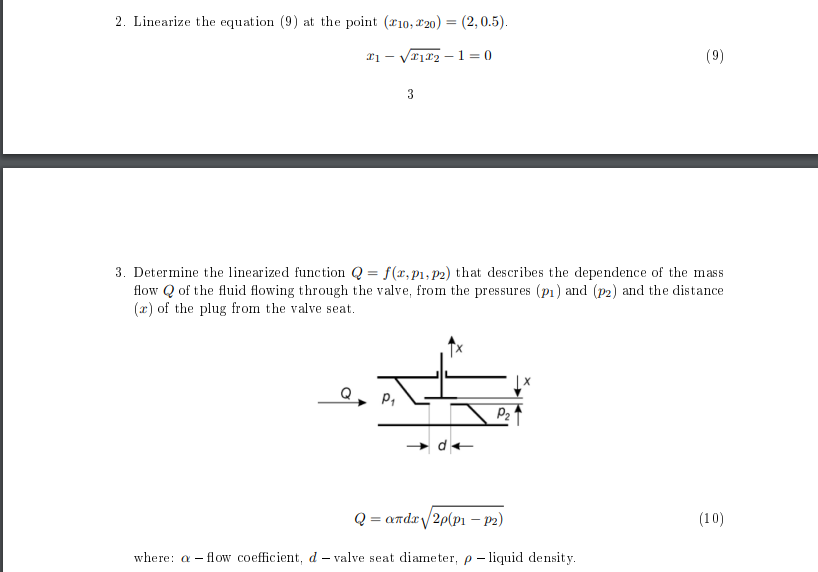 Solved 2 Linearize The Equation 9 At The Point Chegg