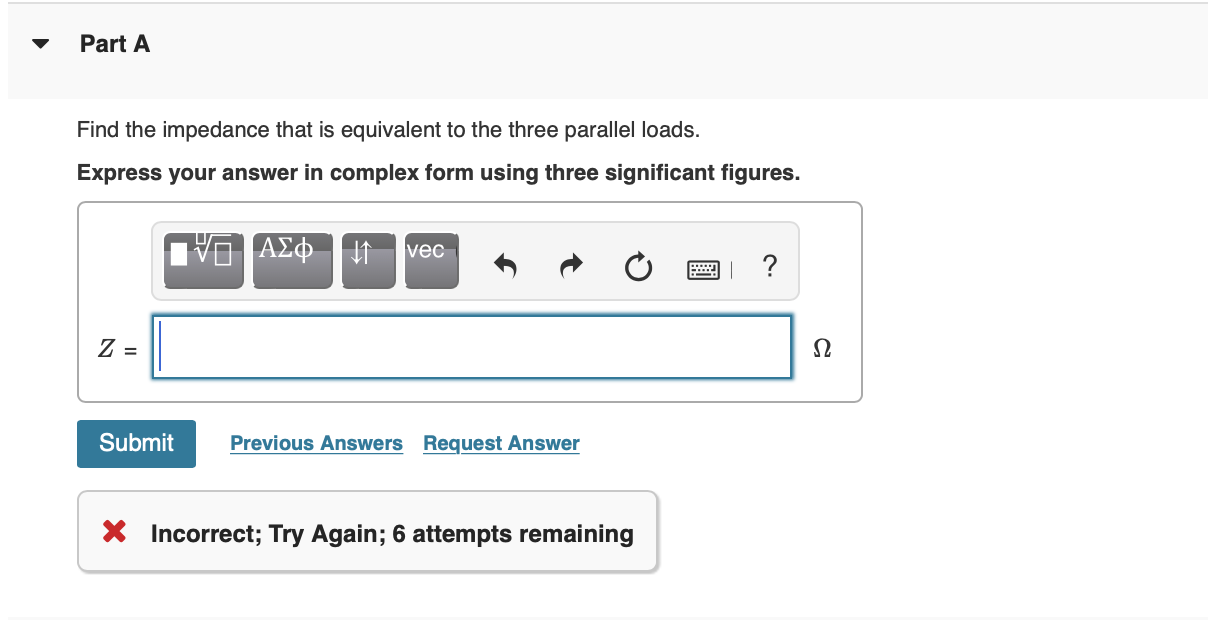 Solved Three Loads Are Connected In Parallel Across A Vo Chegg