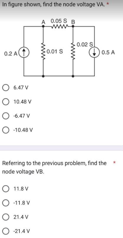 Solved In Figure Shown Find The Node Voltage VA 6 47 Chegg