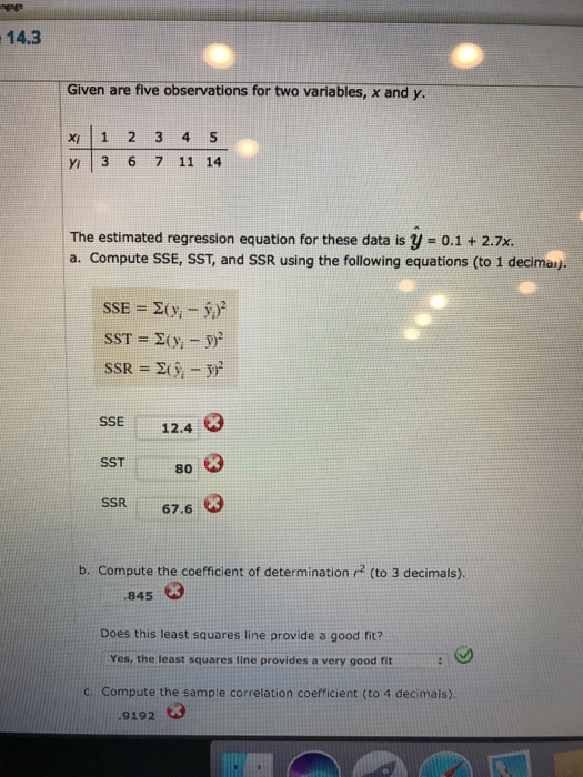 Solved Given Are Five Observations For Two Variables X And Chegg