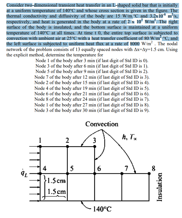 Consider Two Dimensional Transient Heat Transfer In Chegg