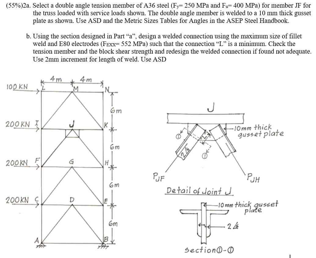 Solved 55 2a Select A Double Angle Tension Member Of A36 Chegg