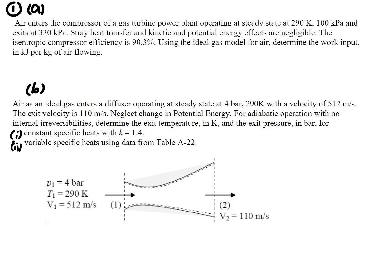 Solved A Air Enters The Compressor Of A Gas Turbine Power Chegg