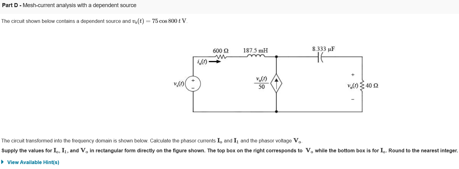 Solved Learning Goal Use Phasor Techniques And The Chegg