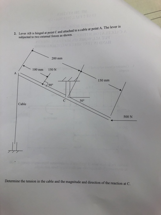 Solved Lever Ab Is Hinged At Point C And Attached To A Chegg