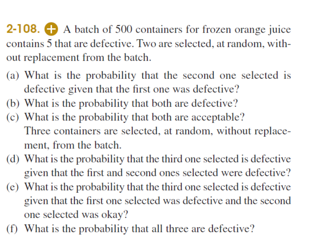 Solved 2 108 A Batch Of 500 Containers For Frozen Orange Chegg