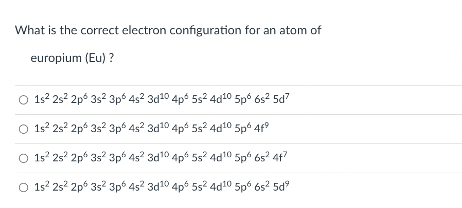 Solved What Is The Correct Electron Configuration For An Chegg