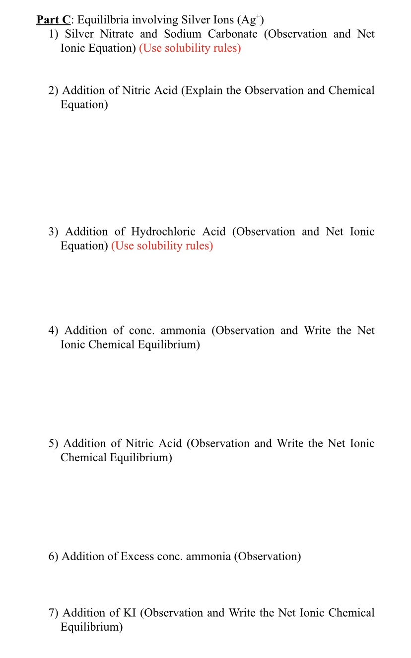 Solved Part C Equililbria Involving Silver Ions Ag 1 Chegg