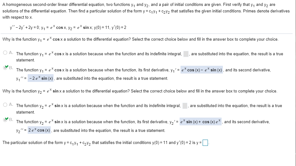 Solved A Homogeneous Second Order Linear Differential Chegg