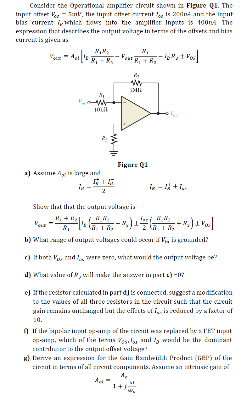 Solved Consider The Operational Amplifier Circuit Shown In Chegg