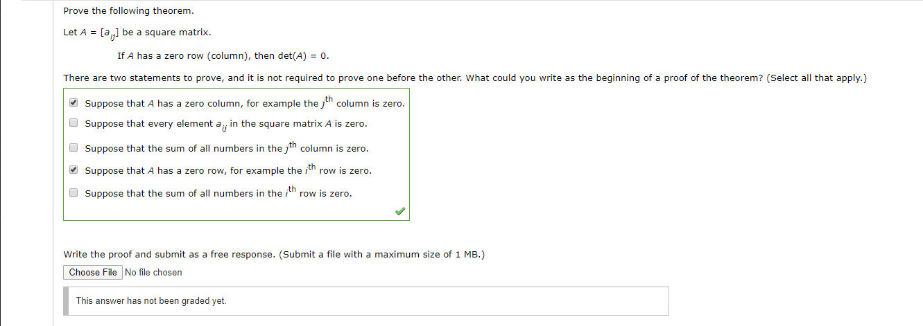 Solved Prove The Following Theorem Let A A Be A Square Chegg