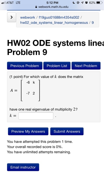 Solved At T Lte Pm Webwork Math Ttu Edu C Chegg