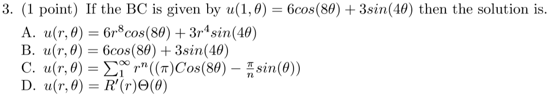 Solved Point If The Bc Is Given By U Cos Chegg