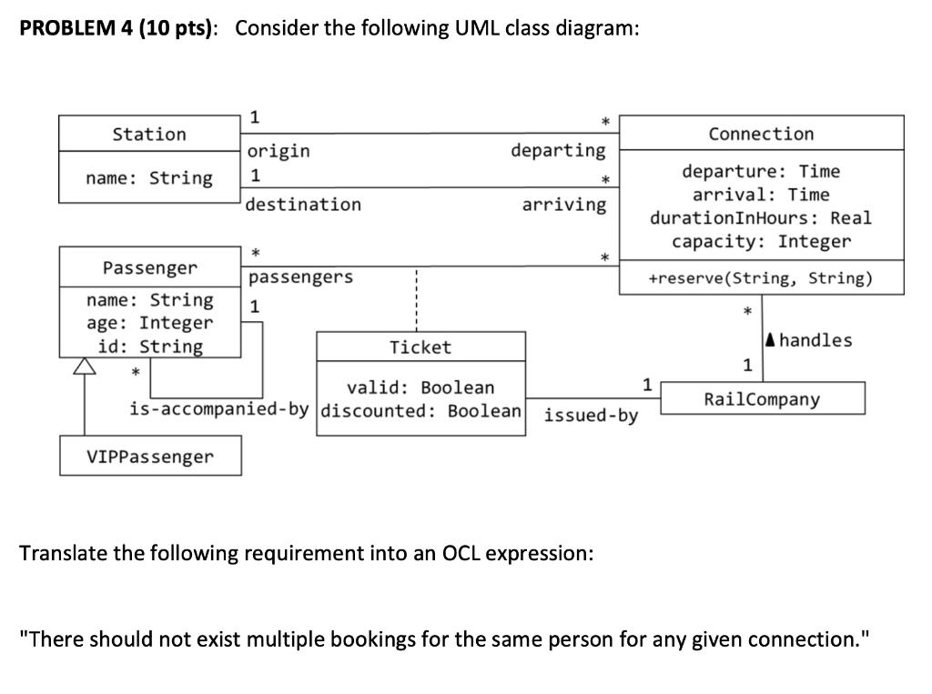 Solved PROBLEM 4 10 Pts Consider The Following UML Class Chegg