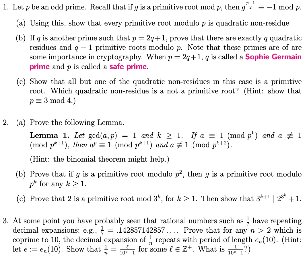 Solved P 1 1 Let P Be An Odd Prime Recall That If G Is A Chegg