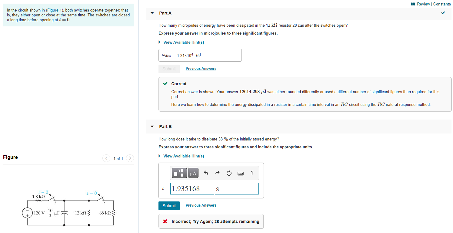 Solved A Review Constants Part A In The Circuit Shown In Chegg