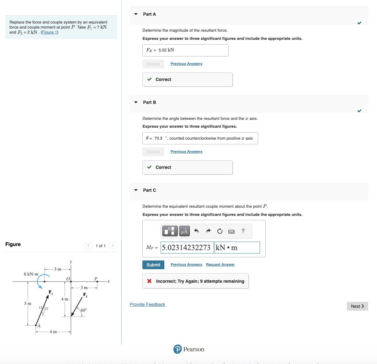 Solved Replace The Force And Couple System By An Equival