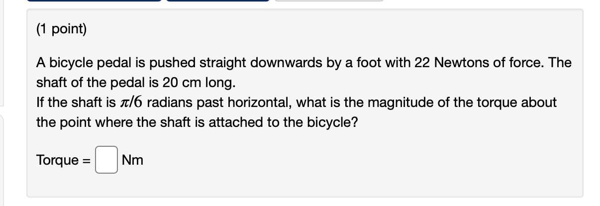 Solved 1 Point A Bicycle Pedal Is Pushed Straight Chegg