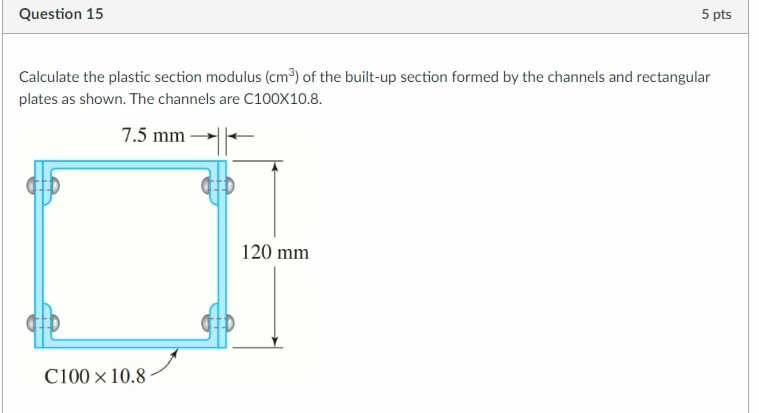 Solved Question 15 Calculate The Plastic Section Modulus Chegg