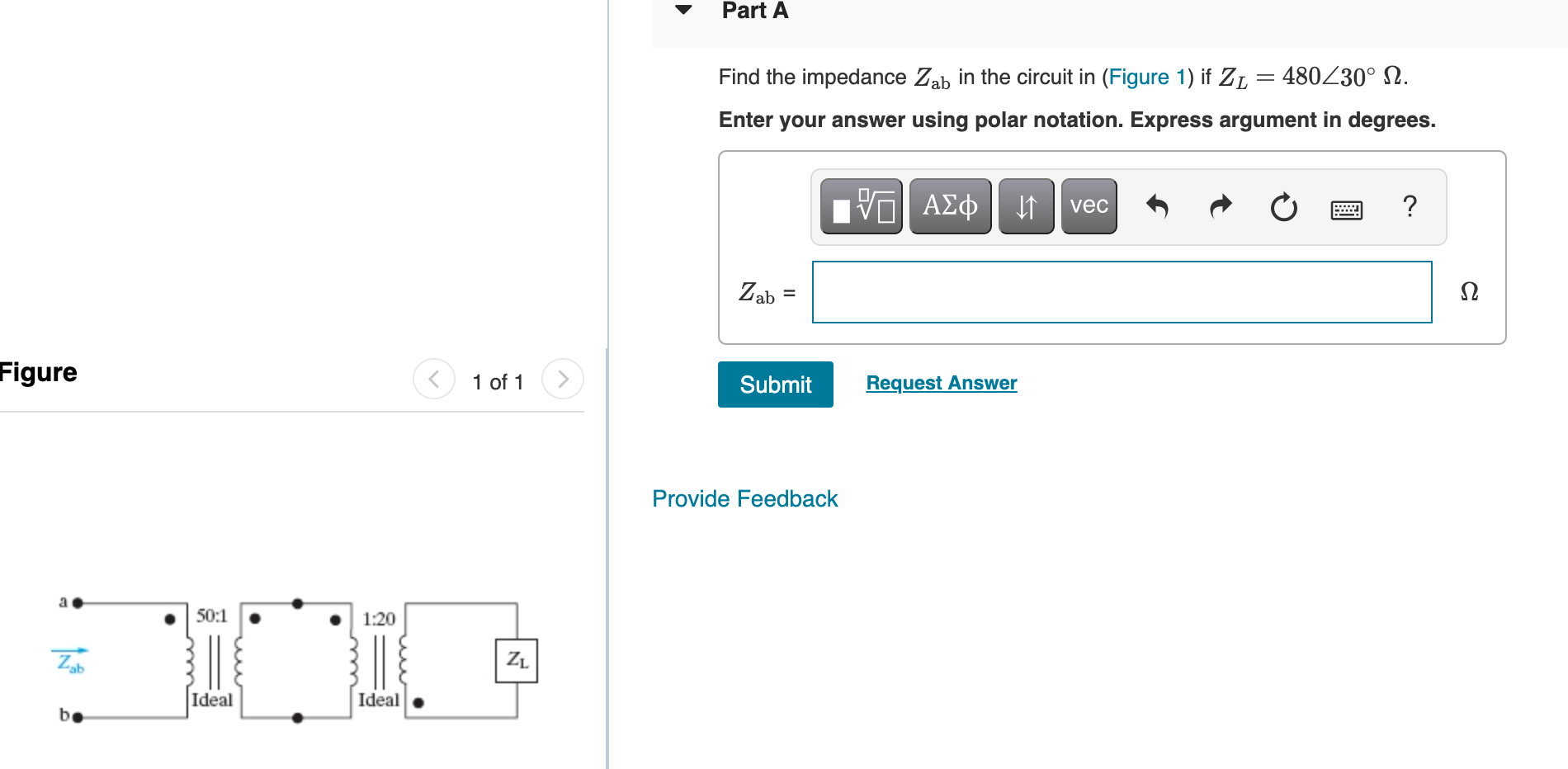 Solved Part A Find The Impedance Zab In The Circuit In Chegg