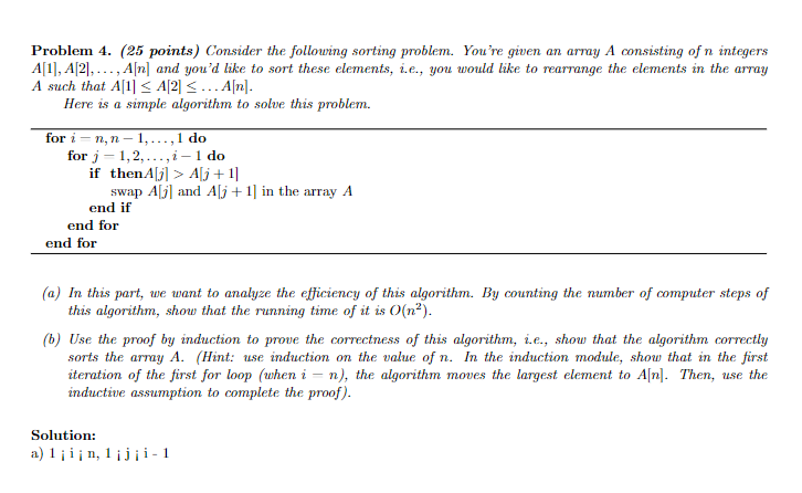 Solved Problem 4 25 Points Consider The Following Sorting Chegg