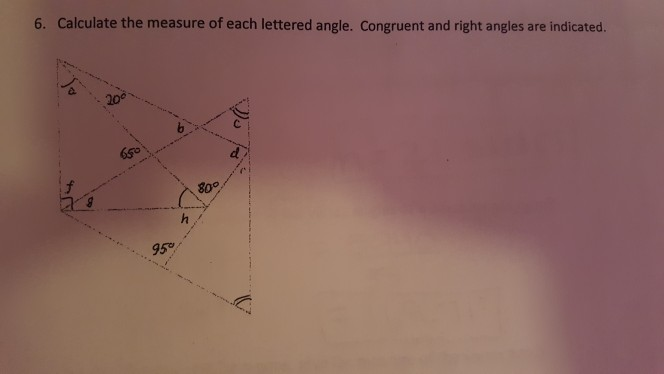 Solved Calculate The Measure Of Each Lettered Angle Chegg