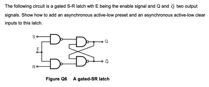 Solved The Following Circuit Is A Gated S R Latch Wth E Chegg