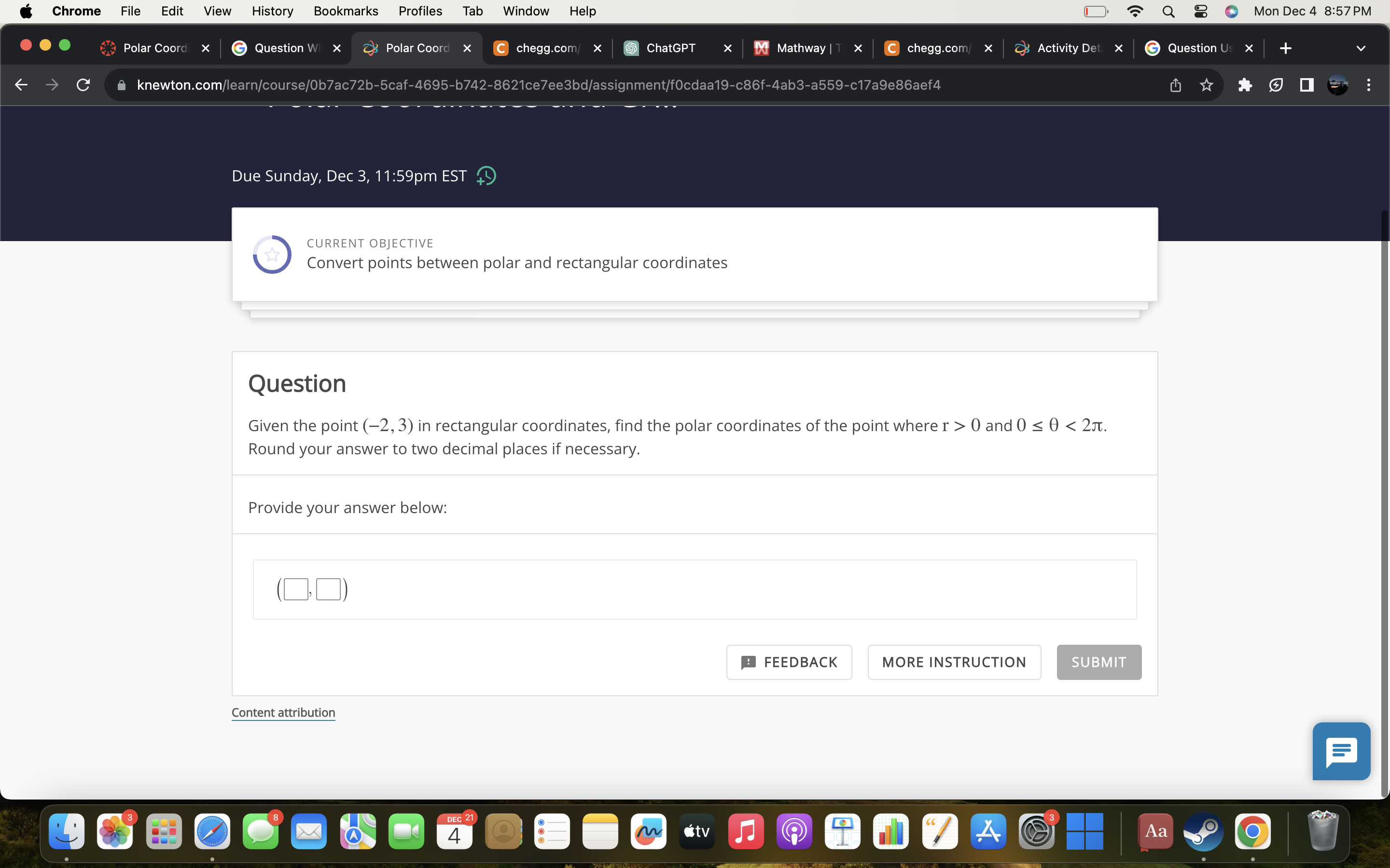 Solved QuestionGiven The Point 2 3 In Rectangular Chegg