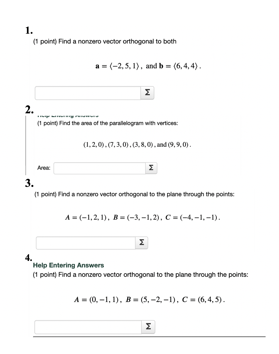 Solved Point Find A Nonzero Vector Orthogonal To Both Chegg