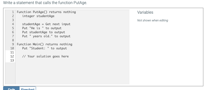 Solved Write A Statement That Calls The Function Putage Chegg