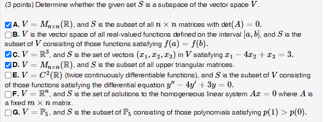 Solved Points Determine Whether The Given Set S Is A Chegg