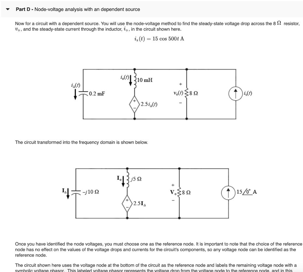 Solved Part D Node Voltage Analysis With An Dependent Source Chegg