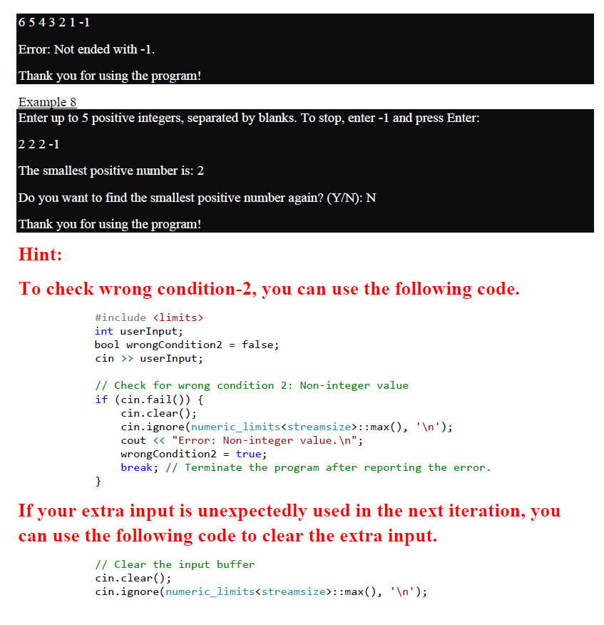 Solved Example Enter Up To Positive Integers Separated Chegg