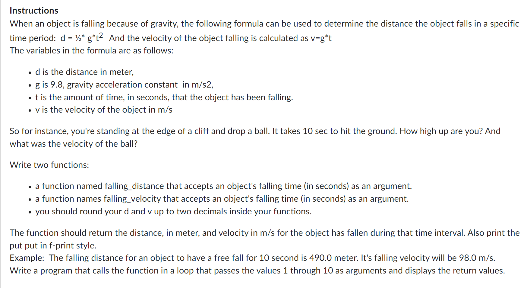 Solved InstructionsWhen An Object Is Falling Because Of Chegg