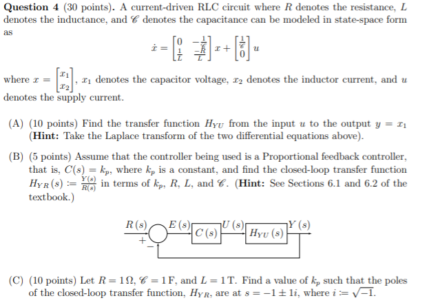 Solved Question Points A Current Driven Rlc Circuit Chegg