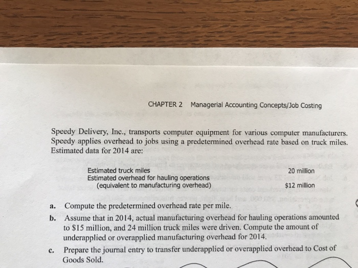 Solved: CHAPTER 2 Managerial Accounting Concepts/Job Costi... | 0