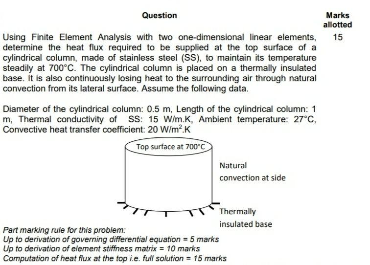 Solved Question Marks Allotted Using Finite Element Chegg