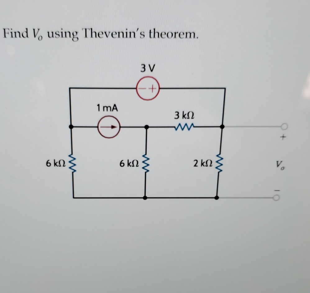 Solved Find Vo Using Thevenin S Theorem 3 V 1 MA 3 K2 2 Chegg