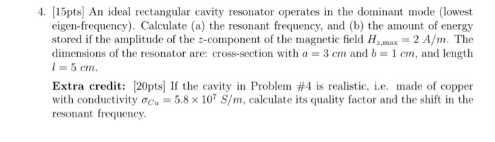 Solved An Ideal Rectangular Cavity Resonator Operates In The Chegg