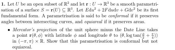 Solved 1 Let U Be An Open Subset Of R2 And Let R U R3 Chegg