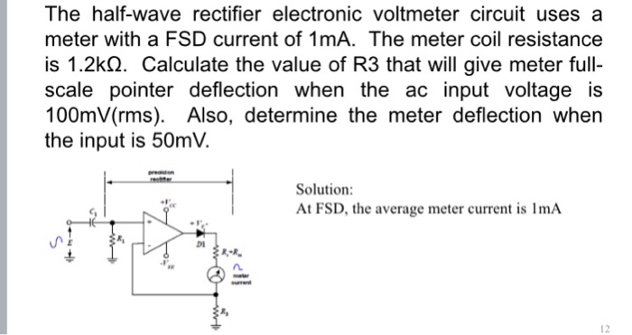 Solved The Half Wave Rectifier Electronic Voltmeter Circuit Chegg