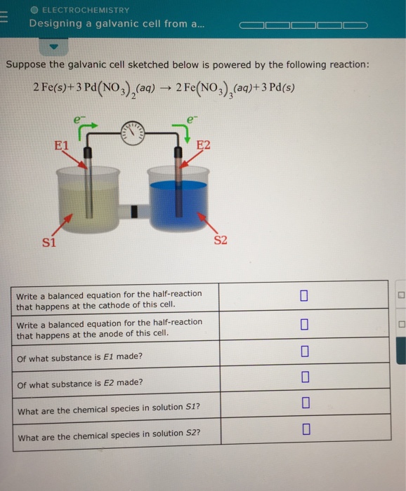 Solved O Electrochemistry Designing A Galvanic Cell From Chegg