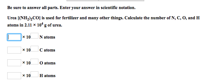 Solved Be Sure To Answer All Parts Enter Your Answer In Chegg