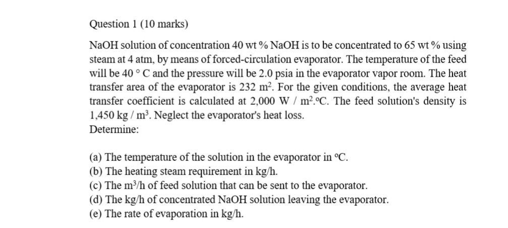 Solved Question 10 Marks NaOH Solution Of Concentration