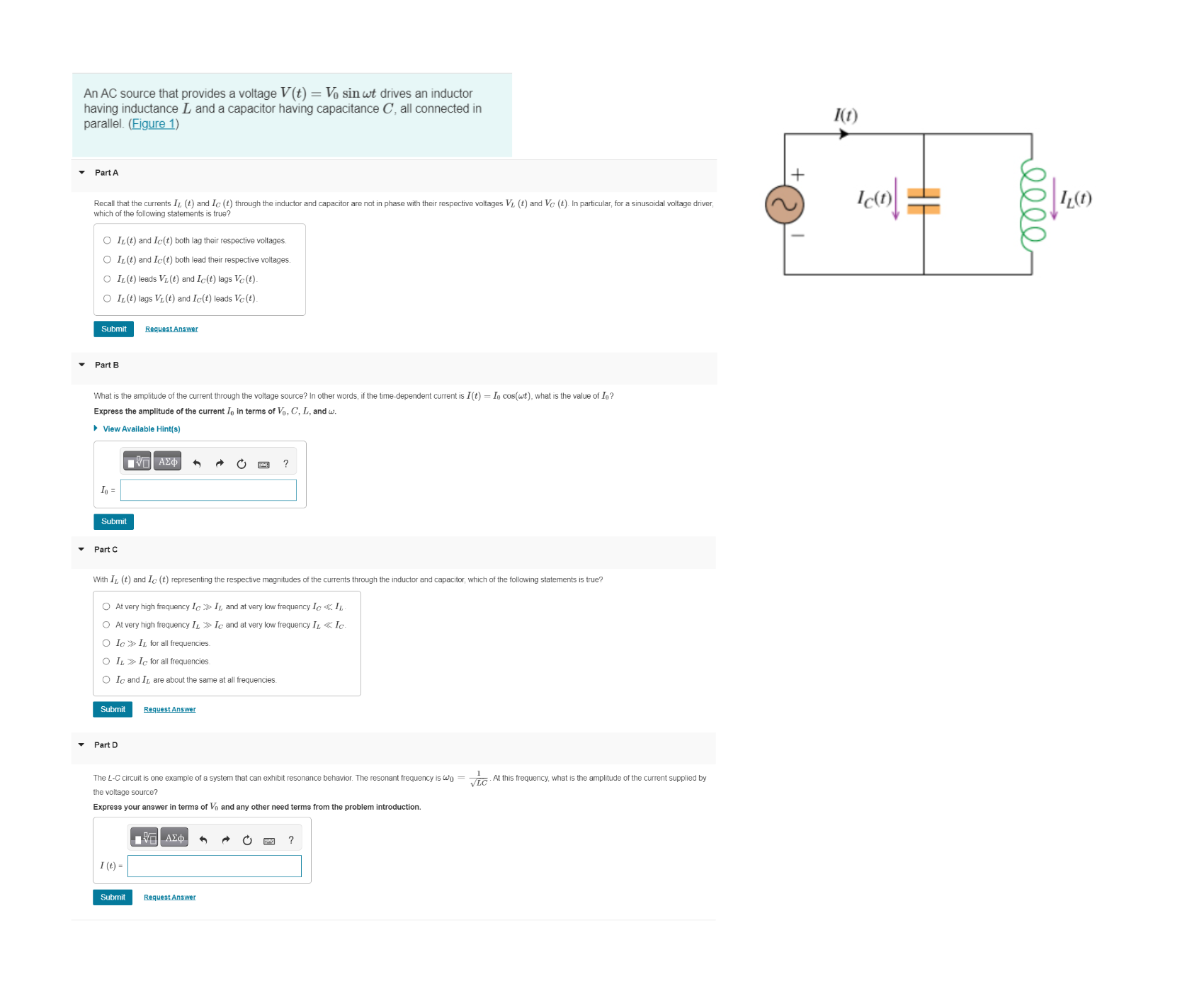 Solved An Ac Source That Provides A Voltage V T V Sin T Chegg