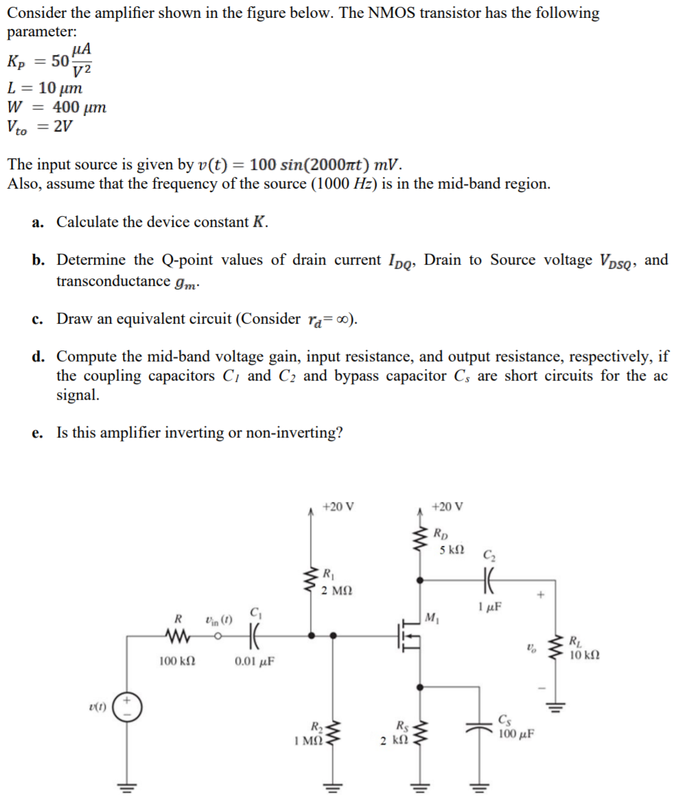 Solved Consider The Amplifier Shown In The Figure Below The Chegg