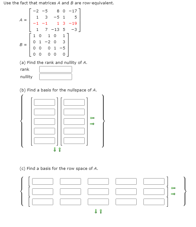 Solved Use The Fact That Matrices A And B Are Chegg