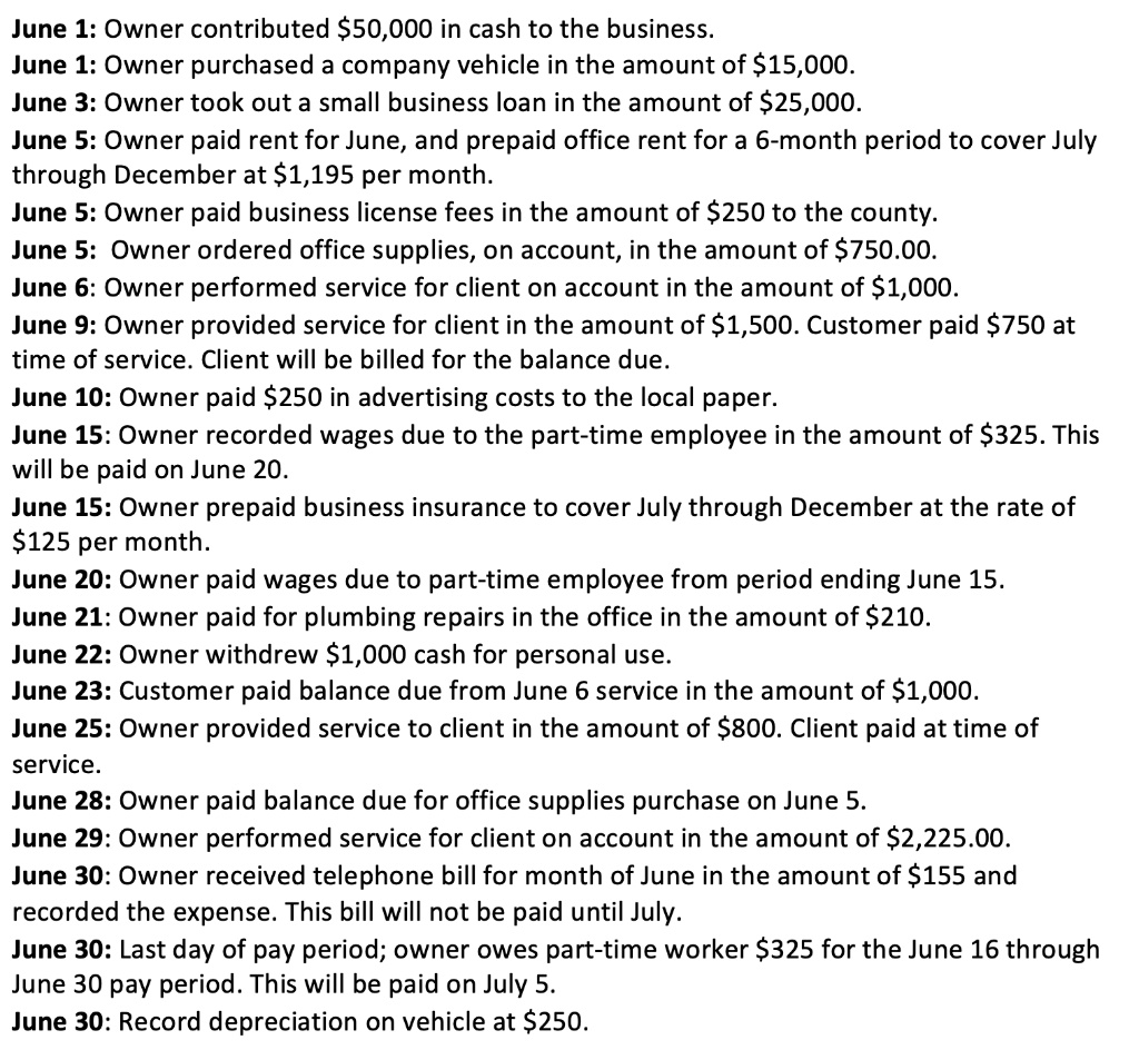 Solved June Owner Contributed In Cash To The Chegg