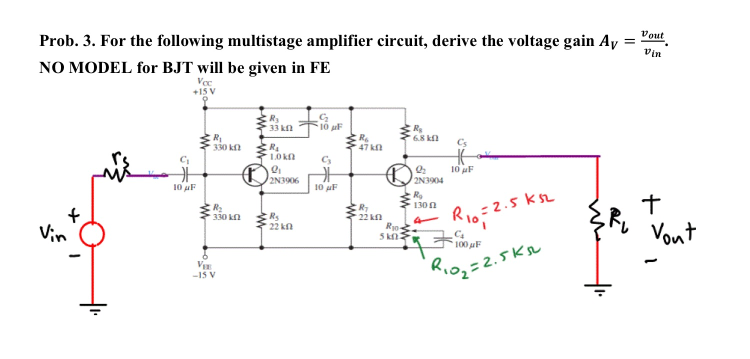 Solved Prob For The Following Multistage Amplifier Chegg